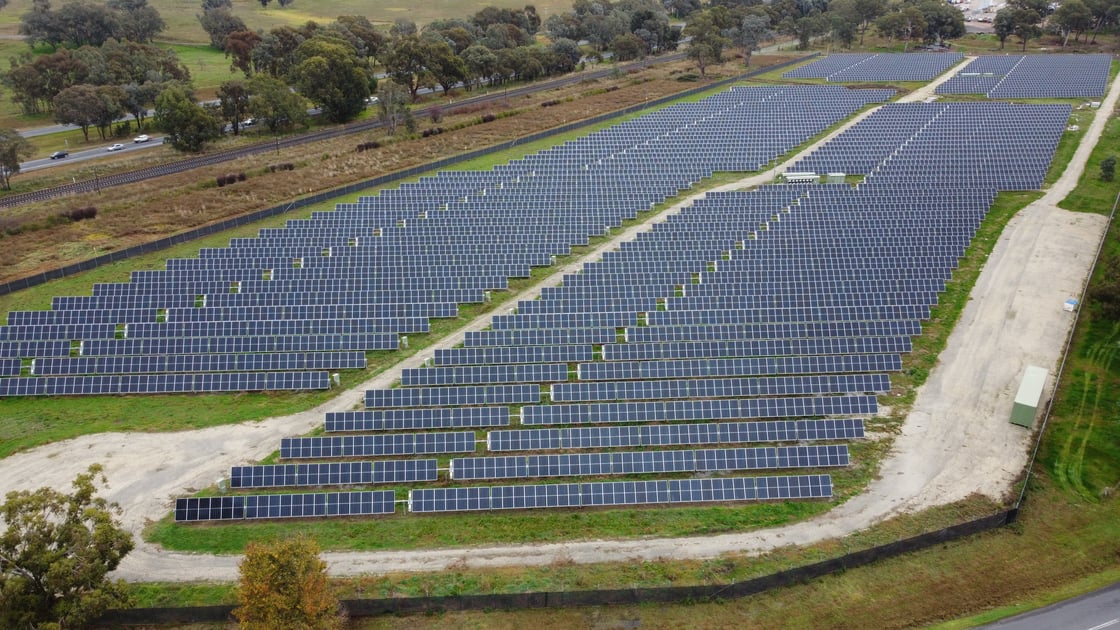 NEW - Drone shot of solar farm